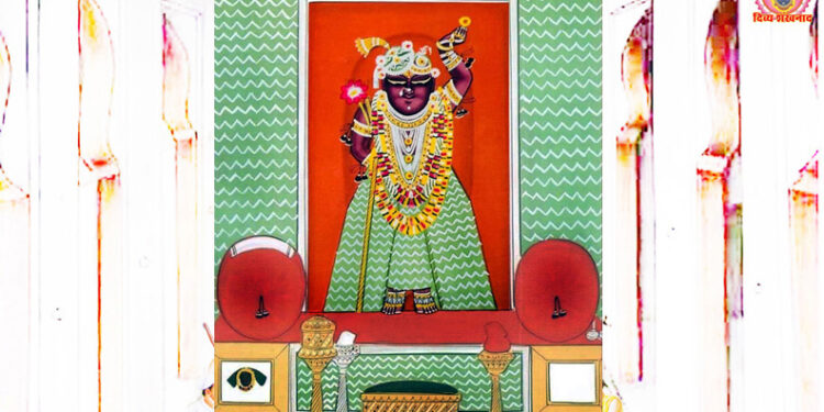 आज श्रीनाथजी को हरा-सफ़ेद लहरिया पर कतरा का श्रृंगार