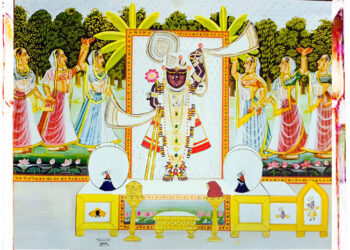 श्रीनाथजी में आज चतुर्दशी का मुकुट काछनी का श्रृंगार