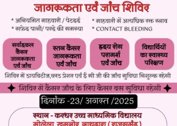 मोलेला में विशाल निशुल्क चिकित्सा एवं कैंसर जागरूकता शिविर 23 को